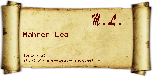 Mahrer Lea névjegykártya